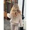 Damen Herbst und Winter Rundhals Einfach Plüsch Langarm Einfarbige Jacke Lässige Jacke