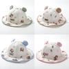 Kids Sun Hat With Large Brim Cotton Cartoon Bear Pattern For Baby Sun Protection