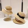 Temperament satin face hat women's summer French braided bucket hat foldable seaside beach sun hat