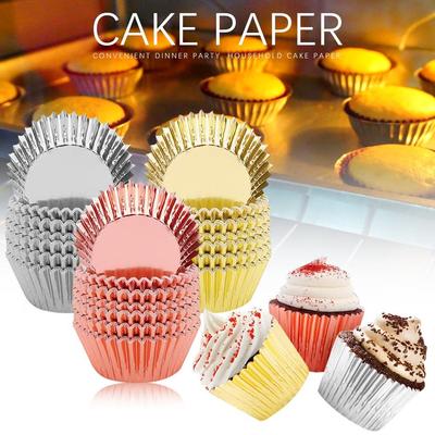 100 Stück Backutensilien, verdickte hitzebeständige Aluminium-Kuchen-Pappbecher-Form