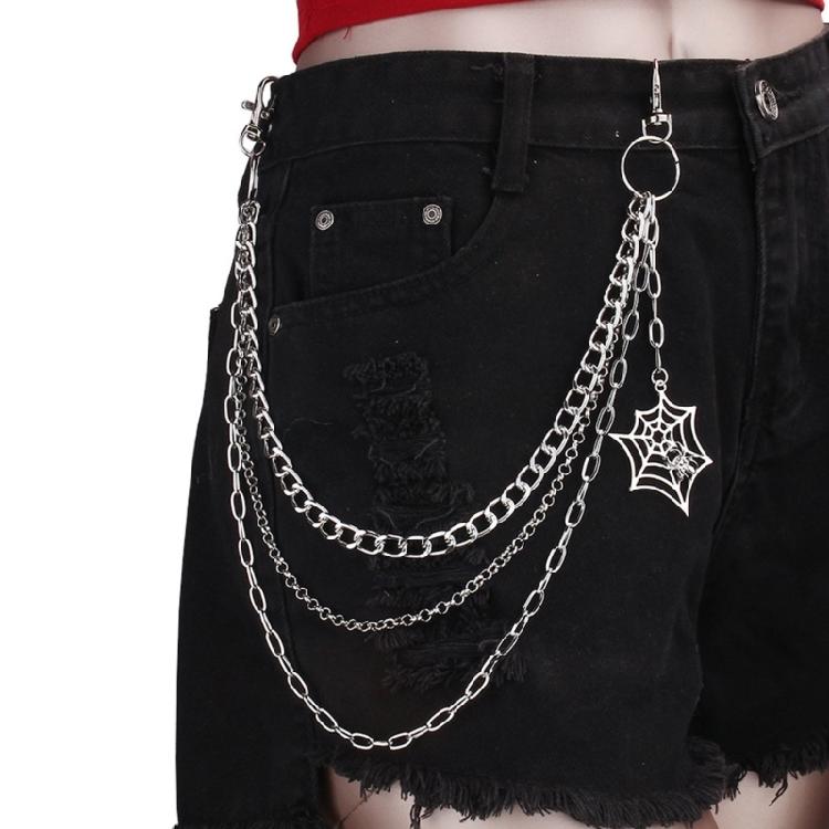Punk Side Chain Trendsetting Halloween Cobweb Pant Jewelry Layered Body Chain Trousers Street Clothing Accessories