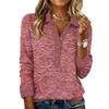 Women's Retro Relaxed V,neck Long Sleeve Button 3D Floral Pullover Top