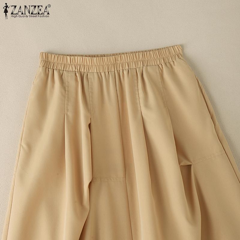 ZANZEA Γυναικείες Casual Φούστες με Ελαστική Μέση και Μονόχρωμες Φόρμες