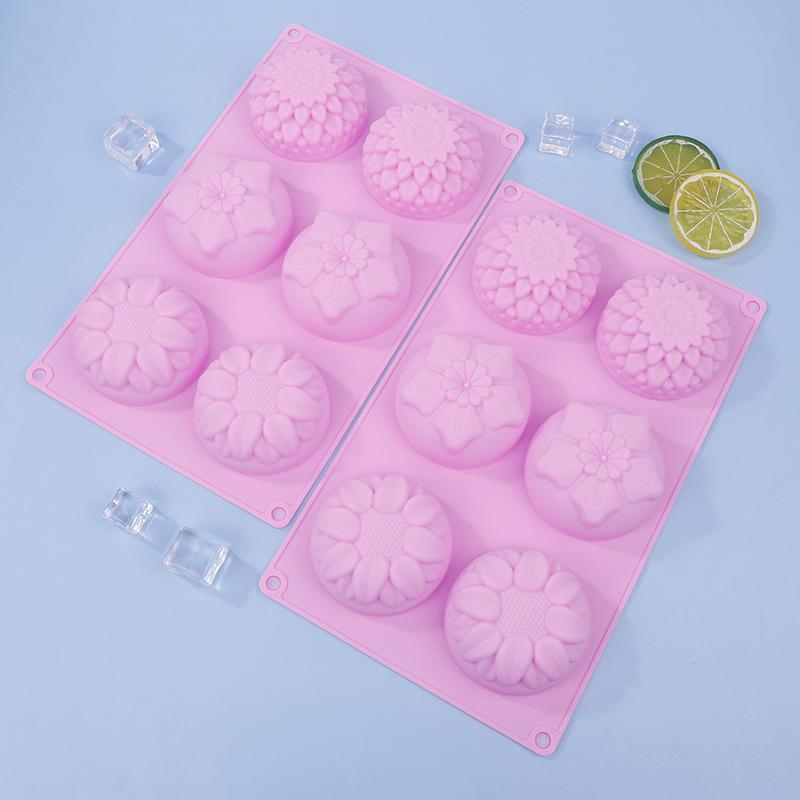 Silikonowa forma 3D z 6 wgłębieniami, 3 różne kształty kwiatów, do DIY, Fondant, Ciasta, Wyrabiania Mydła, Świec, Ciasta, Czekolady, Forma do Pieczenia