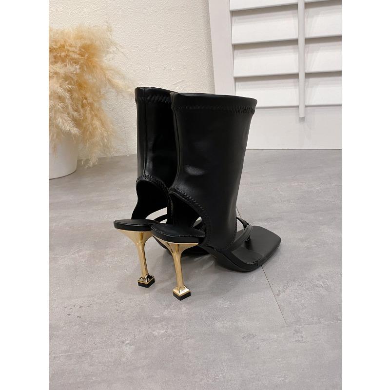 Summer Square Toe Heeled Sandals Feminine 2025 New Plus Size Clip-toe Stiletto Sandals