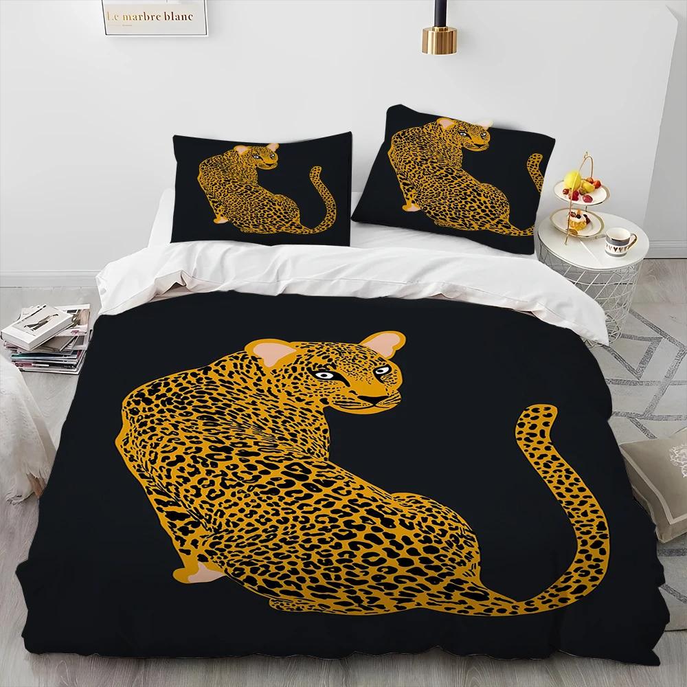 Set Biancheria da Letto Trapuntato di Lusso Animale Tigre Leopardo Lupo 3D, Set Letto Copripiumino Coperta Copricuscino, Set Biancheria da Letto King Queen Size