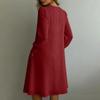 Women Casual Loose Fit Vintage Embroidered Floral V Neck Long Sleeve Dress Comfortable Everyday Wear