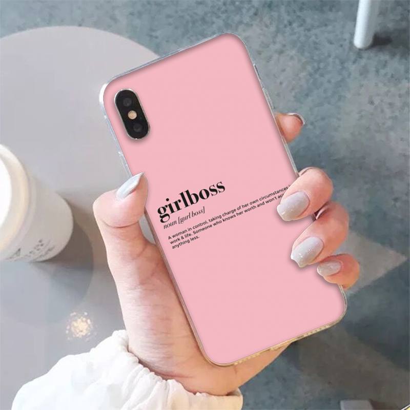 Girl Boss Pink Damen Macht Text Slogan Handyhülle für iphone 13 8 7 6 6S Plus X 5S SE 2020 XR 11 12 mini pro XS MAX