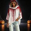 Damen Freizeit 3/4 Ärmel Halloween Print Kapuzen Pullover Top für den Herbst