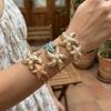 Dopamin Seestern Imitation Perlen Armband für Damen Boho Gold Plated Emaille Armreif Sommer Strand Zierliches Handgelenk Schmuck Geschenk