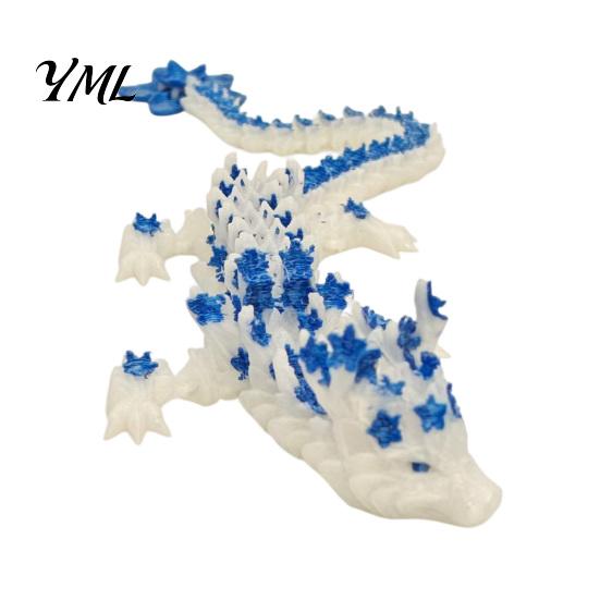 Mythical Creature Desk Decoration Cherry Blossom Dragon Figurine with Movable Joints, 3D Printed Fidget Toy Flower Toy, Articulated Model Decor Animal