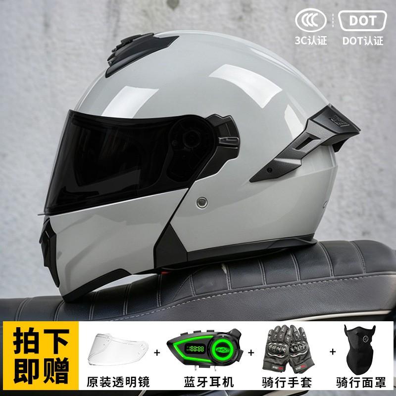 Bluetooth-Enabled Full Face Motorcycle Helmet With Flip-Up Visor 3C Certified All-Season Riding Gear Men