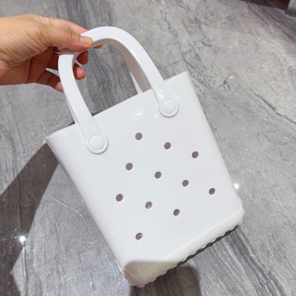 Borsa Gelatina Borsa con Fori Fai da Te Borsa da Donna Macaron Cesto da Spiaggia per Bucato Borsa in Pvc