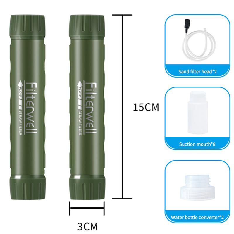 Filterwell Small Outdoor Water Filter Straw Personal Drinking Purifier System For Survival Gear Travel Camping Hiking