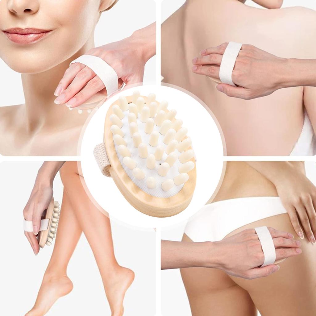 Wood   Brush   Cushion Non Slip Hand Held  R Body Brush for Home SPA Use