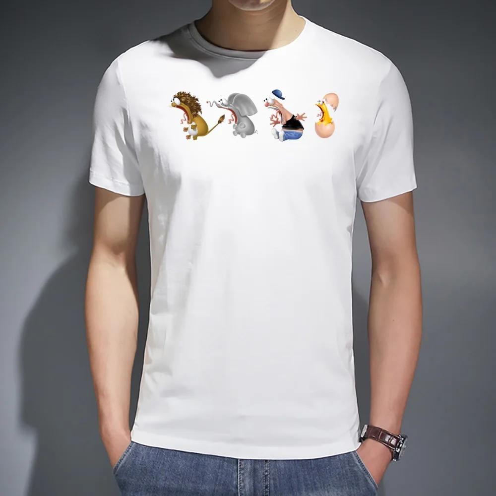 

Мужская футболка Новая Харадзюку Хип-хоп С коротким рукавом Повседневный топ Уличная одежда Футболка Мультяшный принт Круглый вырез Мода для города Уличная одежда XXXXXL белый