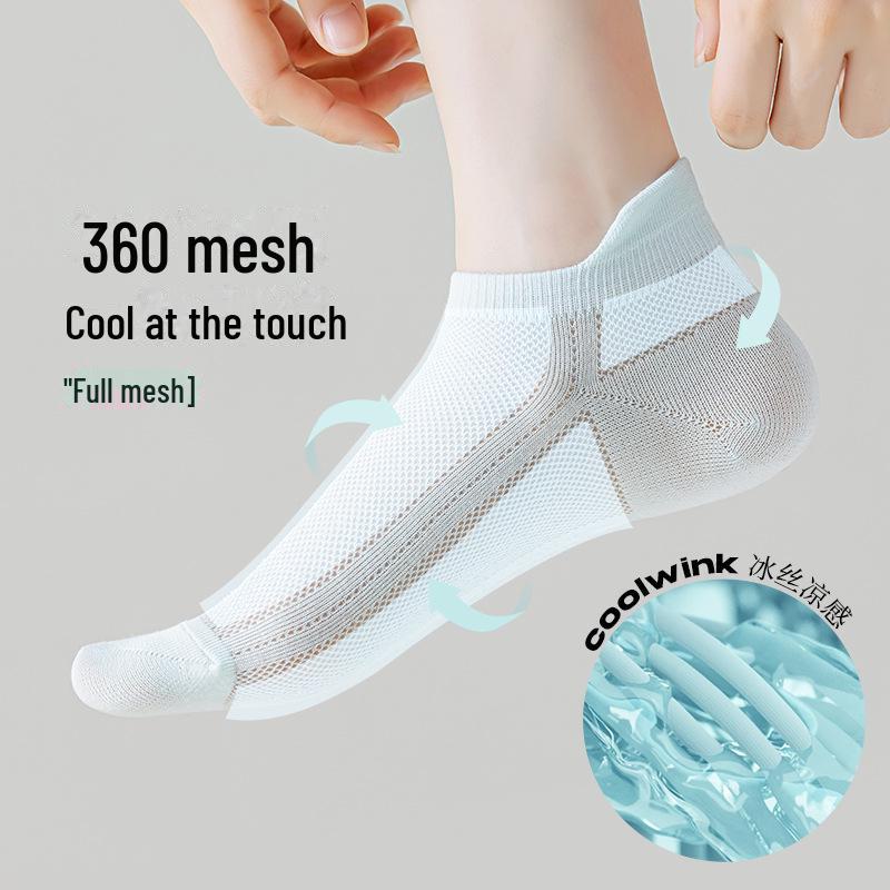 Girls' Summer Thin Breathable Mesh Antibacterial Short Socks - Sweet Solid Colors