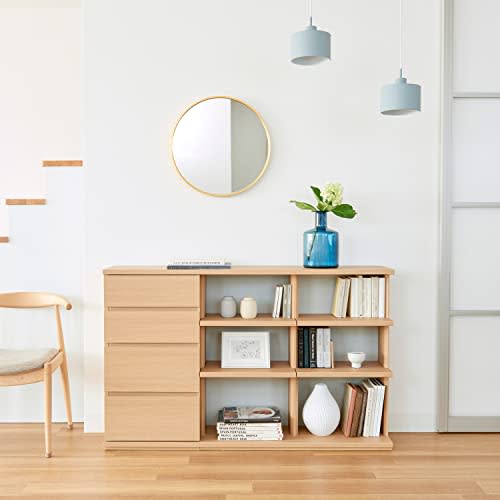 Shirai Sangyo PTS-8545H NA Under-Counter Storage Rack, Drawer Type, 4-Tier, Wooden Unit Storage, Combinable To Fit Kitchen and Dining Spaces, Simple D