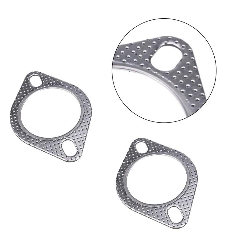 2Pcs Car Engine Exhaust Gasket Universals Exhaust Pipe Gasket With Two Holes Quick Installation Exhaust Spacer