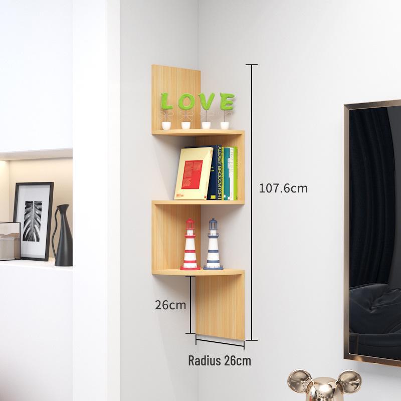 Punch-Free Corner Wall Shelf - Triangular Kitchen Bookshelf & Cabinet
