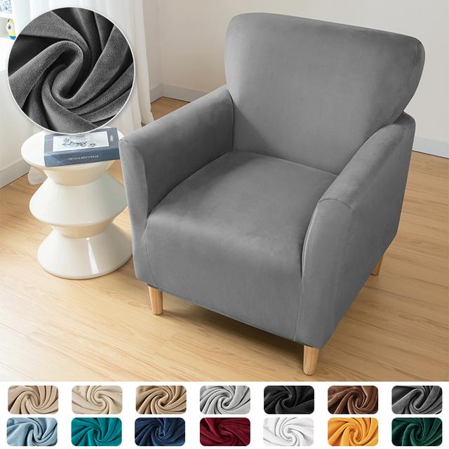 Velvet Tub Sofa Cover For Living Room Elastic Club Armchair Slipcovers Stretch Single Couch Chair Covers Home Bar Counter Hotel