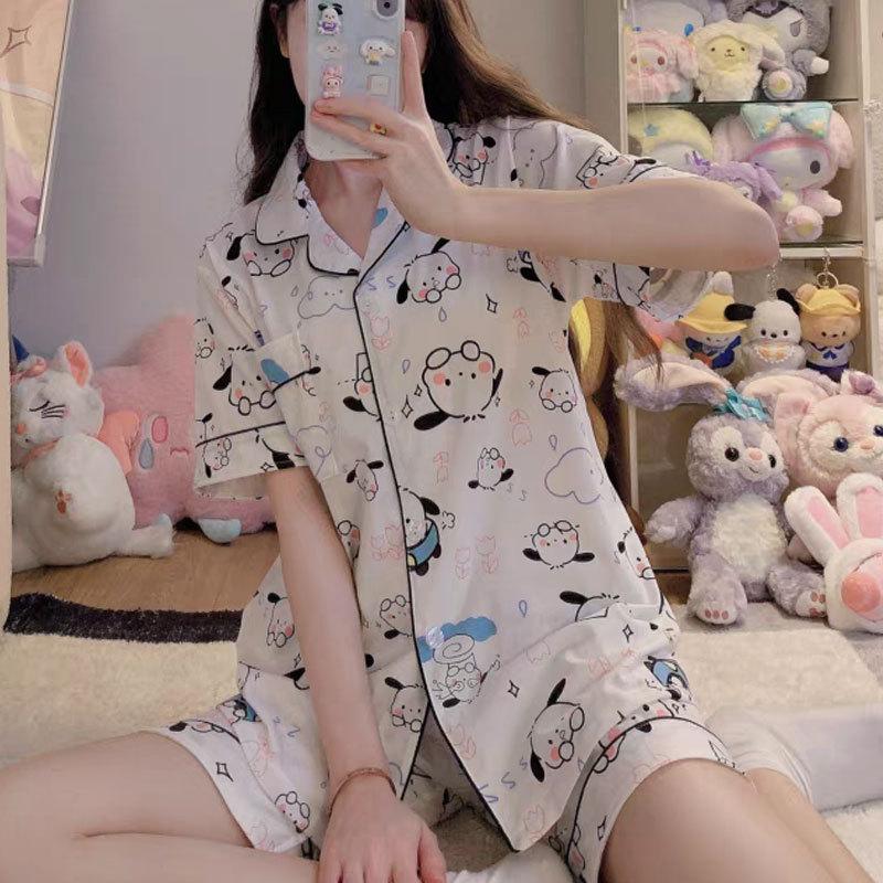 Jiikawa Wusachi Pajamas Women's Spring Summer Cotton Short Sleeve Student Loose Large Size Summer Small Hachi Loungewear