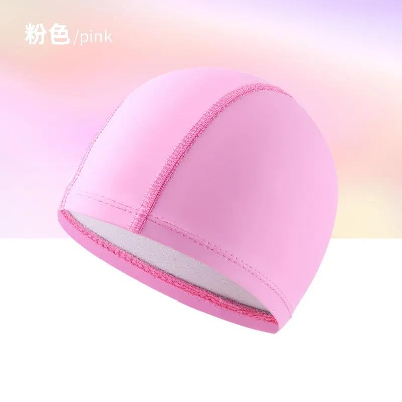 PU Fabric Swimming Cap for Men Women Waterproof Swim Pool Hat Water Sport Protect Ears Long Hair Bathing Caps Cover for Adults