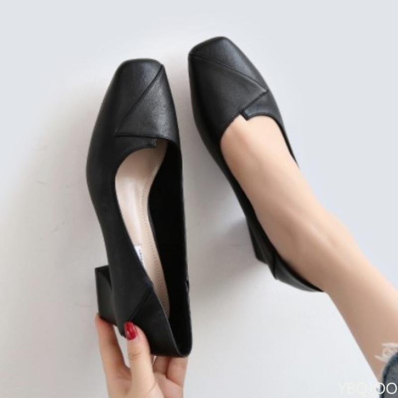 Fashion Women's Thick Heel Shoes Trendy Versatile High Heels Sexy Squaretoe Comfortable Pumps Fashion Elegant Ladies Shoes Zapatos Mujer