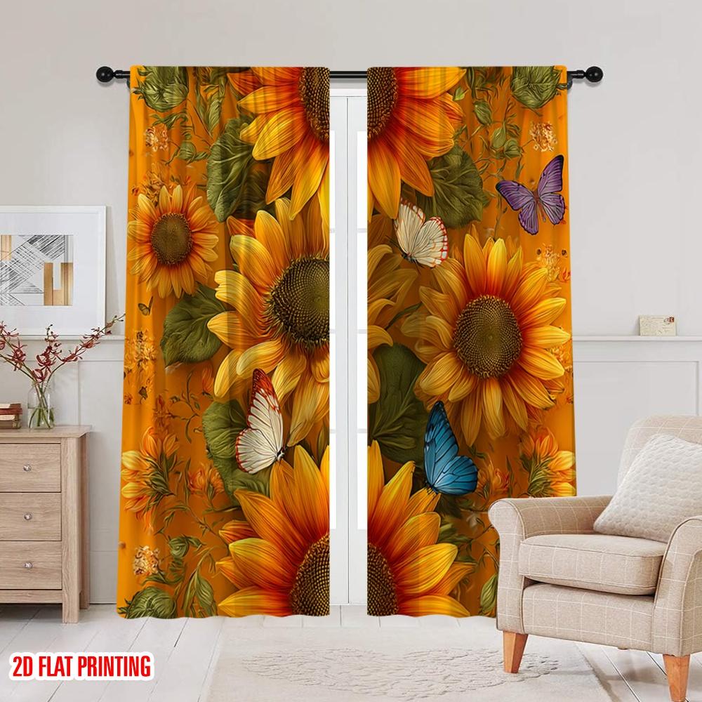 2pcs,2D Plane Printing Curtains Blossom Symphony(1) Durable Polyester (without Rod) Room Decor Use for Living Room, Office,