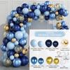 Blue Metallic Balloons Garland Kit Gold Confetti Balloon Arch Birthday Party Decoration Kids Wedding Birthday Baby Shower Boy