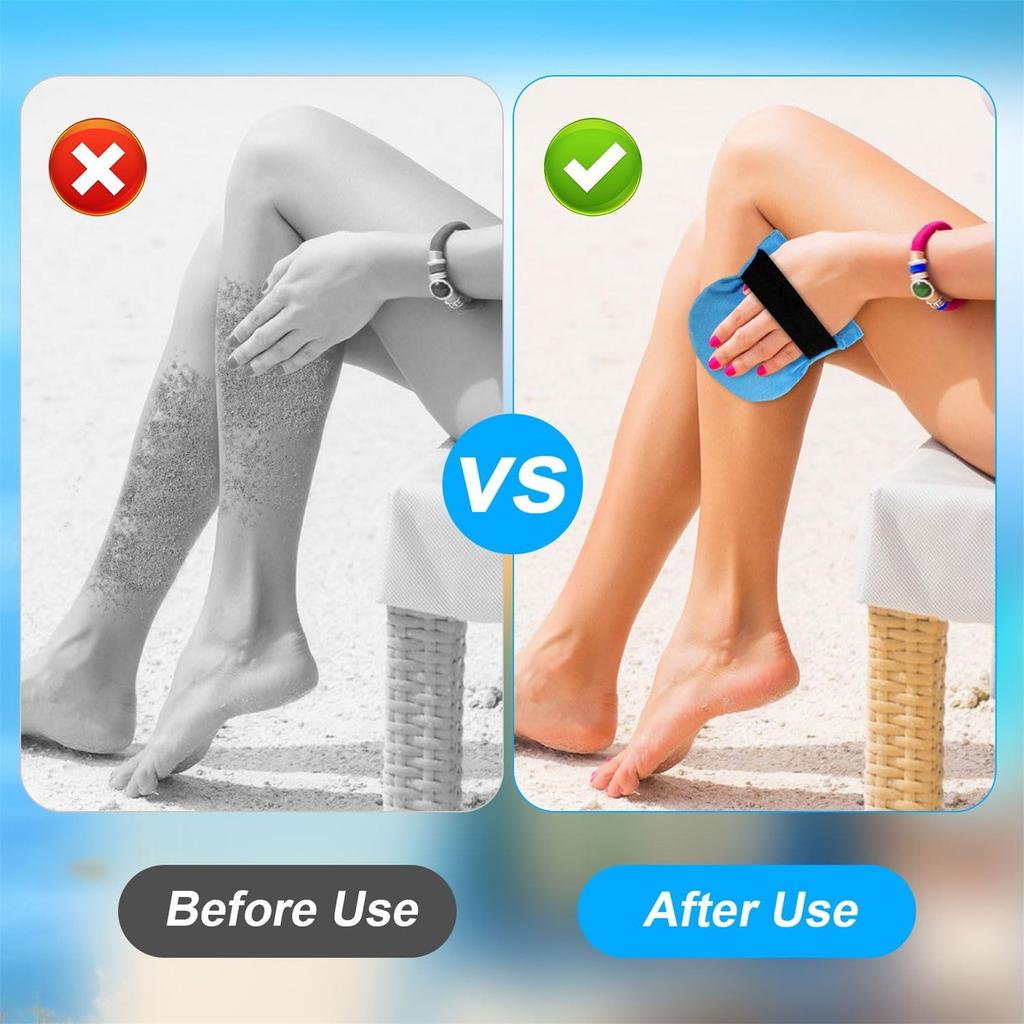 Beach Sand Remover, Velvet Body Sand Removal Tool With Stretchy Strap Sand Wiping Bag Pouch Cleaner For Adults Kids Beach Camping