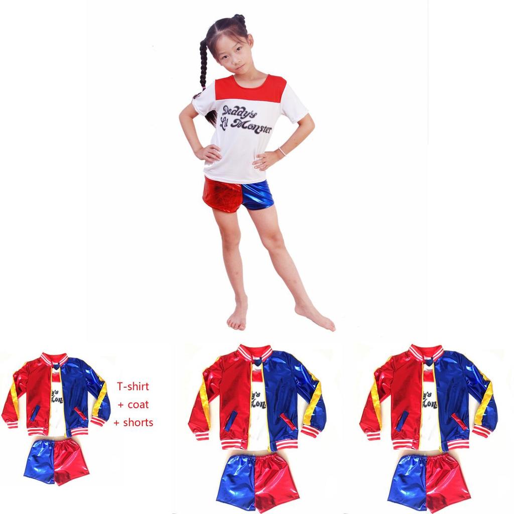 Stupefacente Costume da Ragazza di Halloween con Design Harley Quinn di Suicide Squad per Bambini