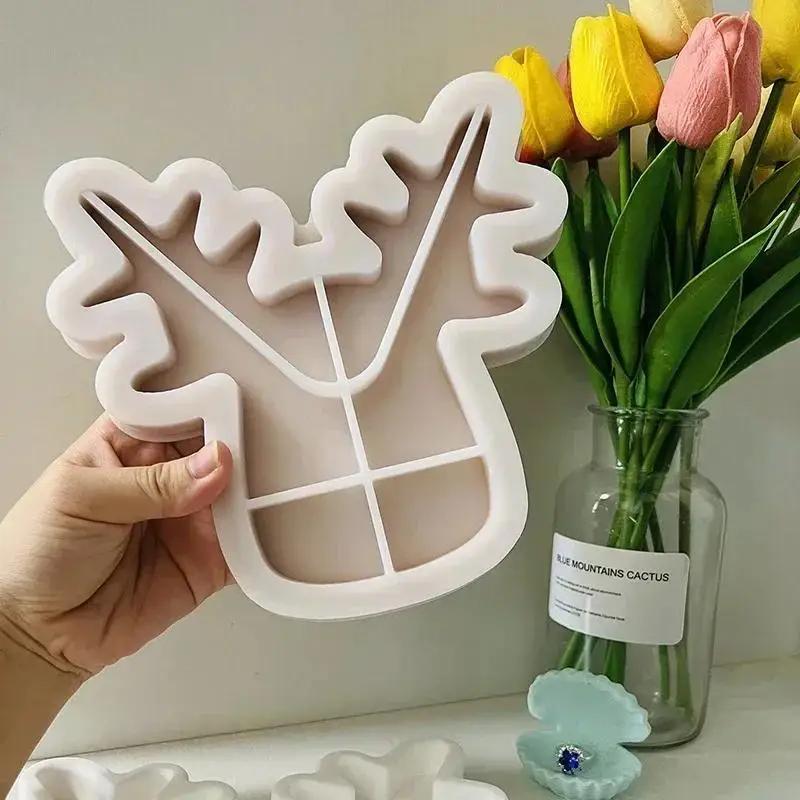 Christmas Series Style Handmade Creative Shape Elk Tray Silicone Mold Cute Deer Head Nut Storage Tray Cement Mold Home Decor
