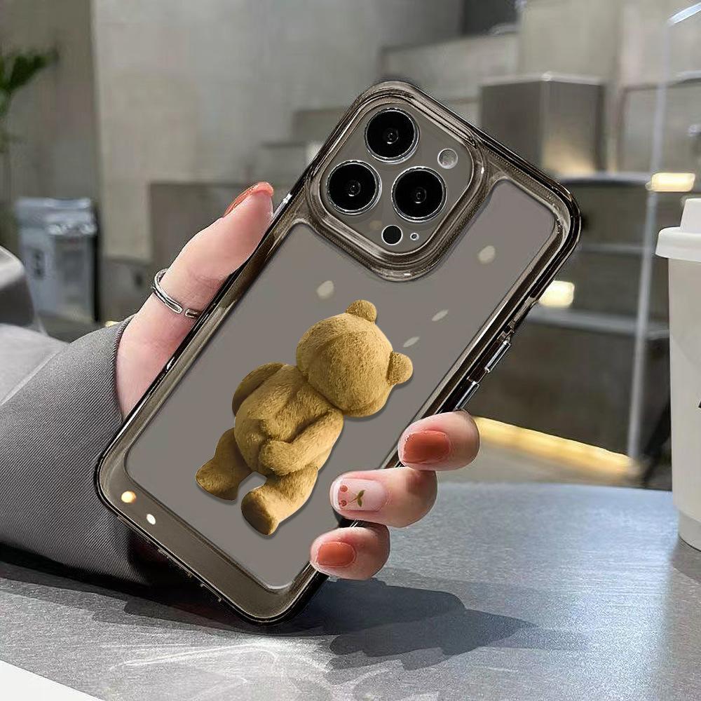Applicable iPhone17promax Back Teddy Bear Space Phone Case Apple 16 Transparent 14/15 Niche X