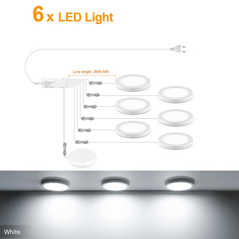Ultradünne 5W LED Deckenpaneelleuchten Dimmbar Touchsensor Schrankleuchte für Schrank, Ausstellungsregal, Schrank