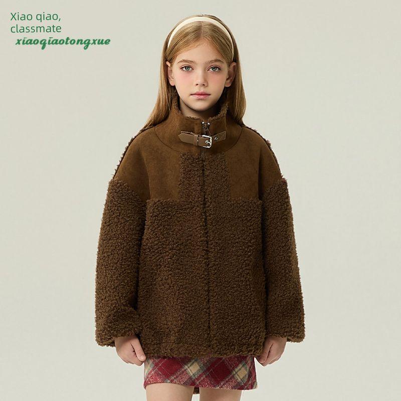Children s Fur Coat 2025 Autumn and Winter New Style Short Fur Jacket for Girls and Boys, Korean Style Curry color 140
