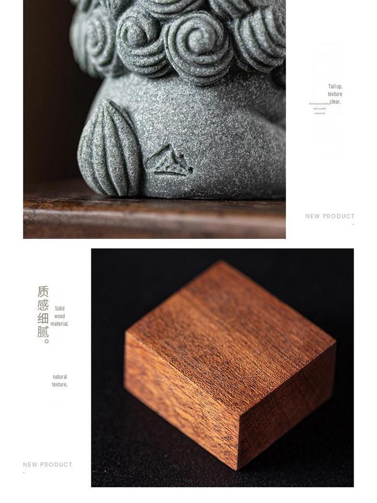 Chinese Stone Lion Pair Fengshiye Desktop Ornament & Bonsai Fish Tank Decoration