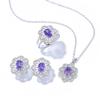Zircon Set, Versatile Fashion Necklace Earring Set, Flower Set Jewelry.