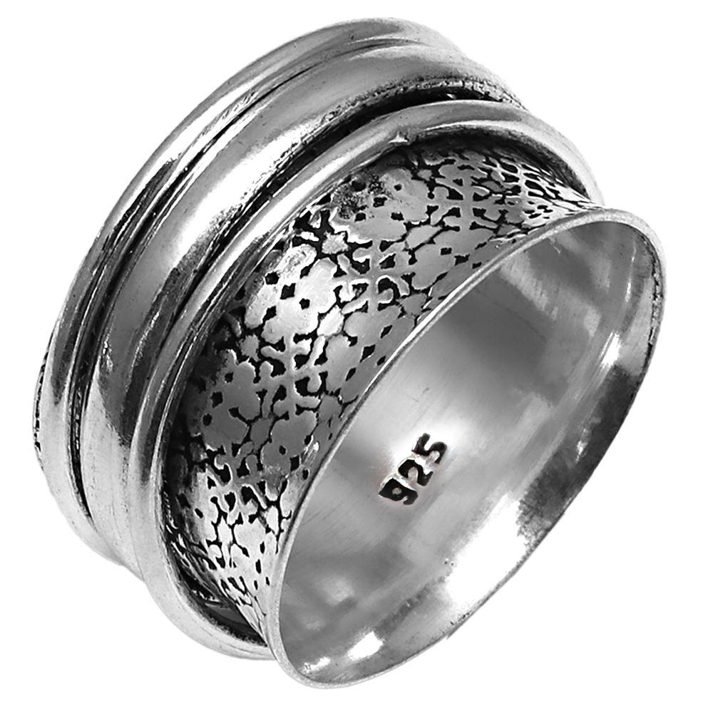 Silver Spinner Ring For Women Four Spinner Ring Fidget Silver Jewelry Ring"6"