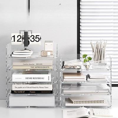 Office Desktop A4 Storage Box for Stationery and Documents, Multi-level Storage Rack for Office Files, Document Storage Stand