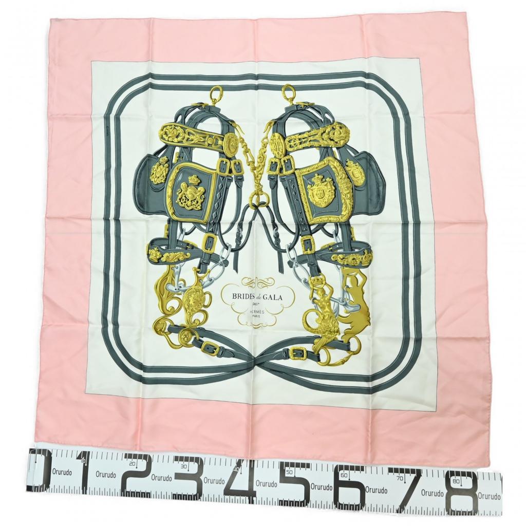 Auth HERMES Carre 90 Scarf Brides De Gala Silk He9713jg Used