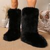 Fashion Women 2025 Winter Over Knee New Thigh High Fluffy Faux Fur Boots Ladies Plush Warm Platform Shoes Luxury Furry Snow Boots