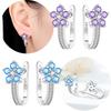 Ohrring S925 Silber Blaue Zirkonblumen-Ohrringe Lila Zirkon Damen Zarter Schmuck Jahrestag Feines Geschenk