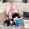 Cute Kitten Color-Block Cartoon Plush Schoolbag - Large Capacity Backpack for Female College Students