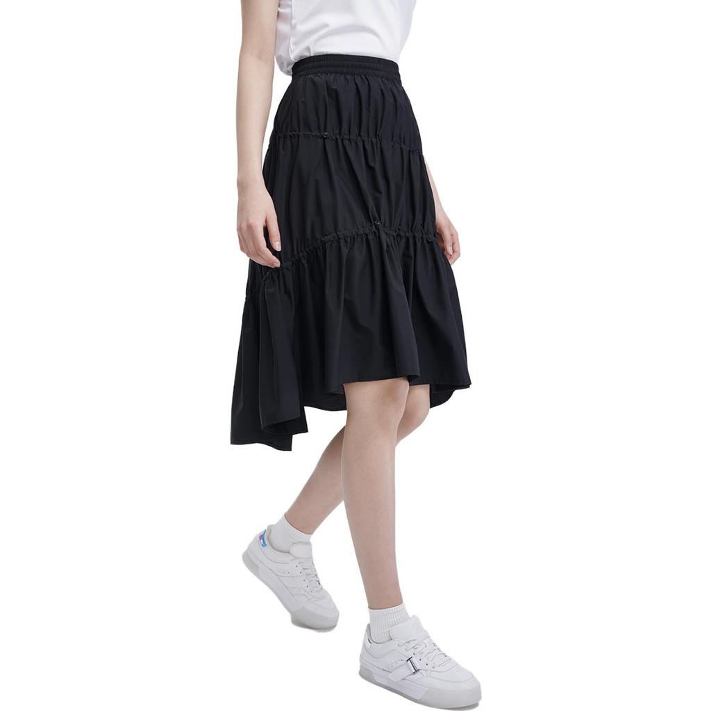 Fila Heritage Series Fashion Solid Color Loose High Waist Straight Woven Casual Skirt Women Skirts Black F11W328306F-BK