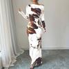 Elegantes Damen Maxikleid mit langen Ärmeln, figurbetont