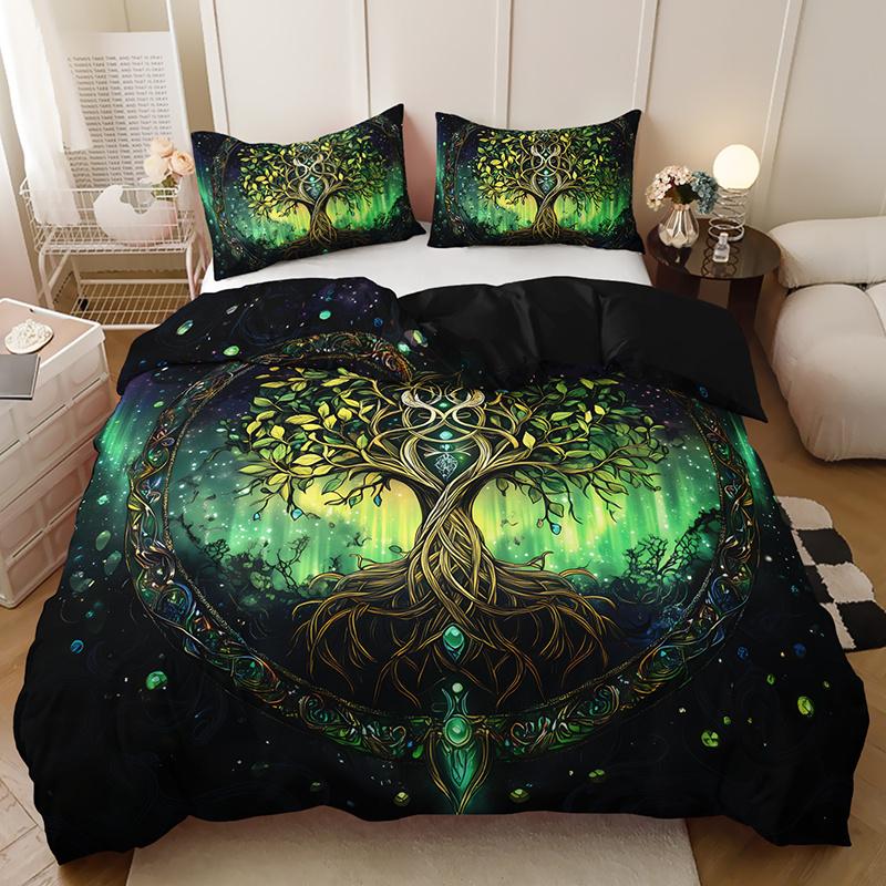 Tree of Life Mystical Green Light Bedding Set All-Season High-Definition Printed Nordic Style Luxury Birthday Gift