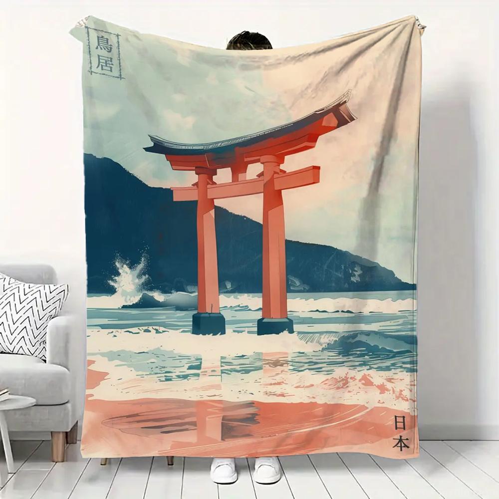 Japanese Landscape Samurai Geisha Flannel Fluffy Throw Camping Blanket for Children Adult Sofa Throw Blanket Modern Fashion Gift