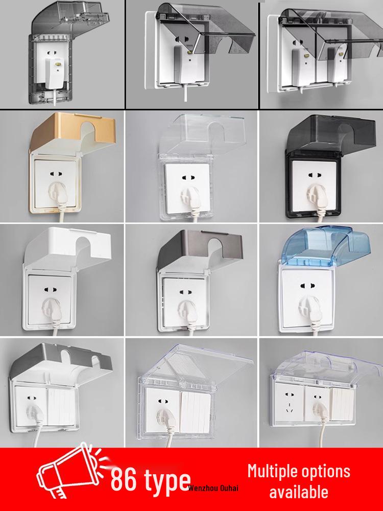 Type 86 Waterproof Bathroom Socket Cover: Child-Proof, Adhesive Shield Box