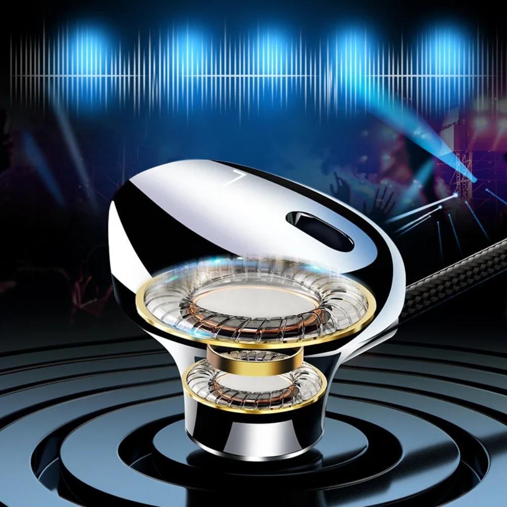 Type C&3.5mm Wired Headphones Noise Reduction In-ear Earphones Stereo Wired Earphones  Sports